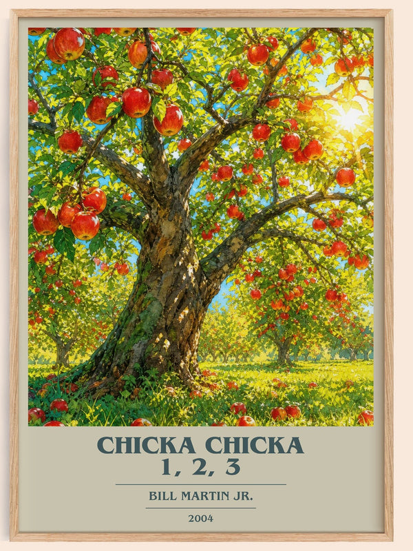 Chicka Chicka 1, 2, 3 book cover book poster by Bill Martin Jr. – framed literary art print