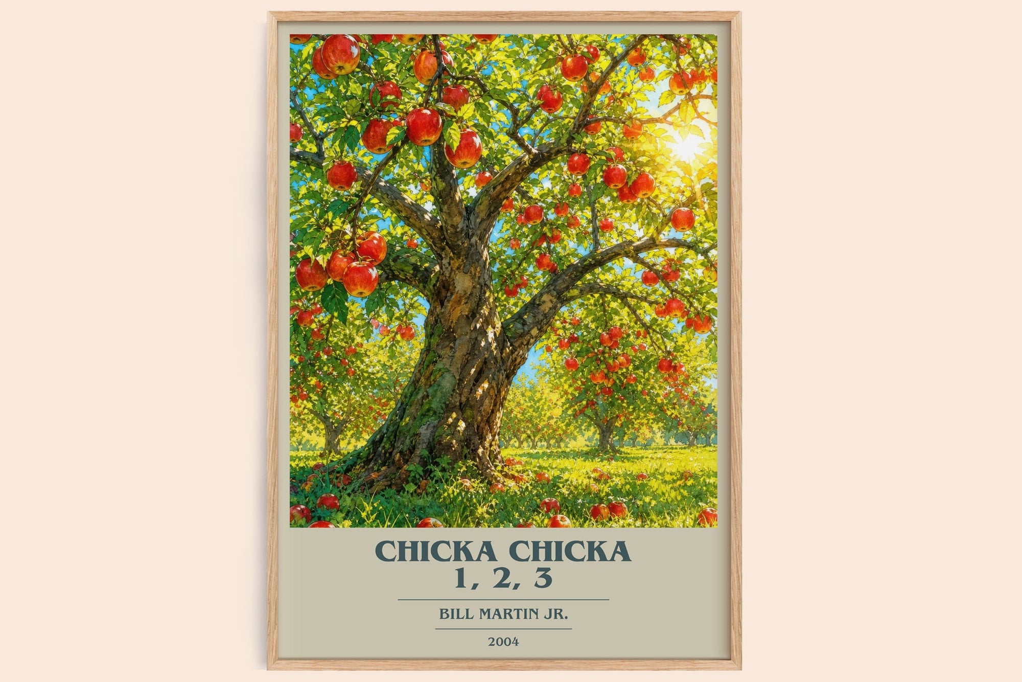 Chicka Chicka 1, 2, 3 book cover book poster by Bill Martin Jr. – framed literary art print