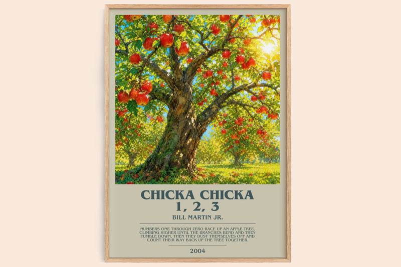 Chicka Chicka 1, 2, 3 bookish book poster by Bill Martin Jr. – framed literary art print