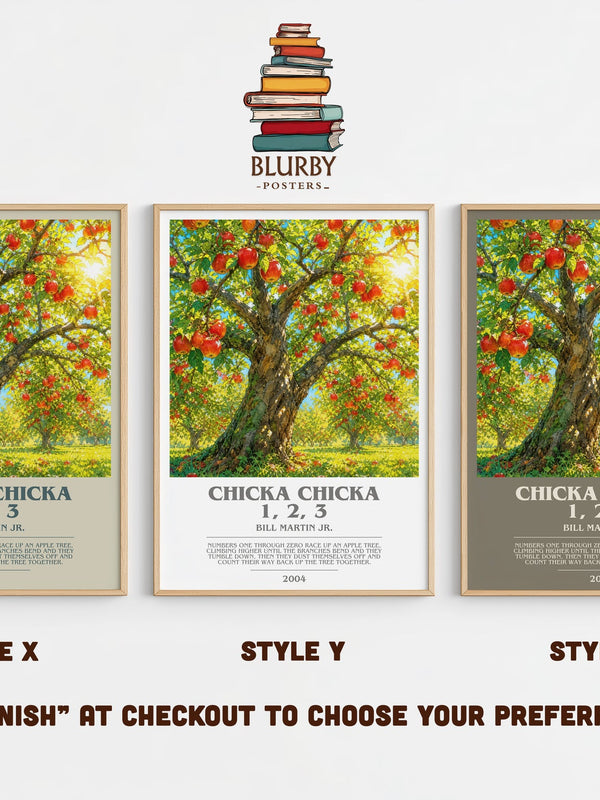 Chicka Chicka 1, 2, 3 bookish print in frame leaning in hallway – childrens wall art
