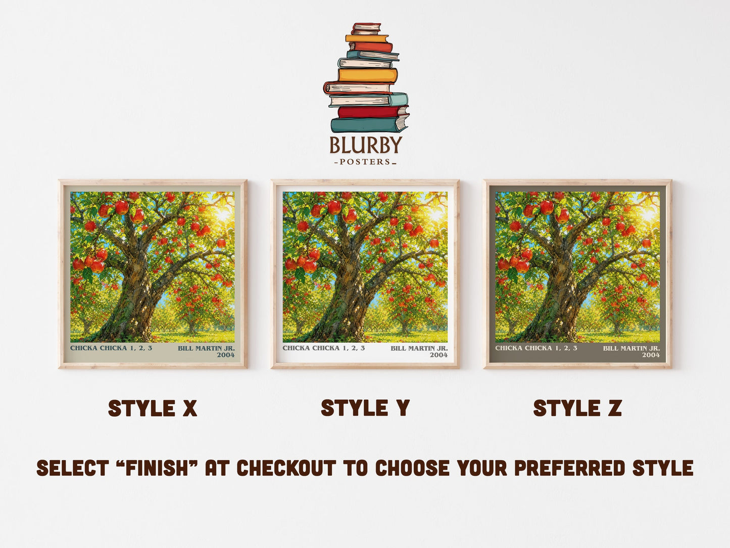 Chicka Chicka 1, 2, 3 literary print in frame leaning in hallway – childrens wall art