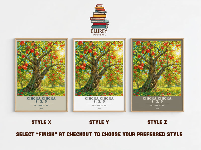 Chicka Chicka 1, 2, 3 book cover print in frame leaning in hallway – childrens wall art