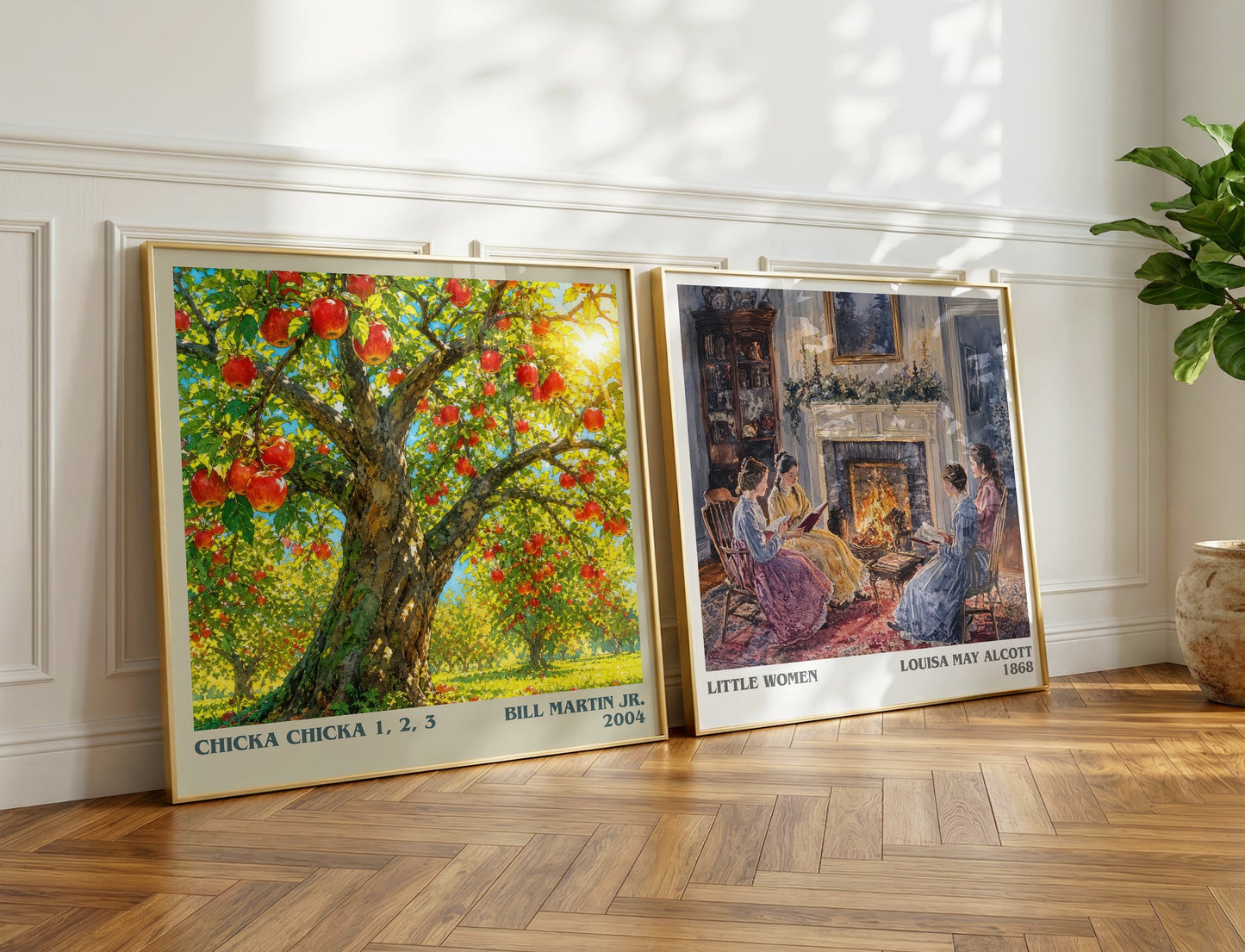 Chicka Chicka 1, 2, 3 literary print on bookshelf – Bill Martin Jr. fan gift