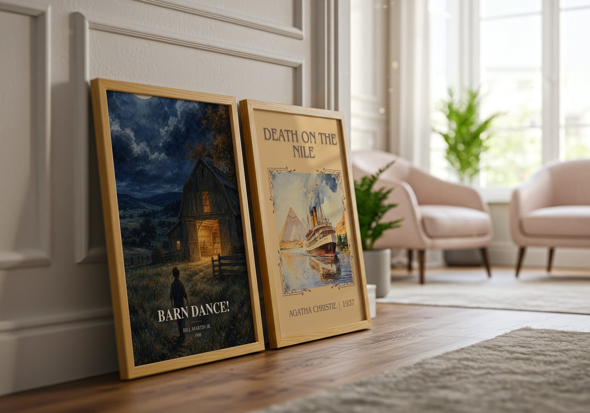 Barn Dance! watercolour print framed by window – literary home decor