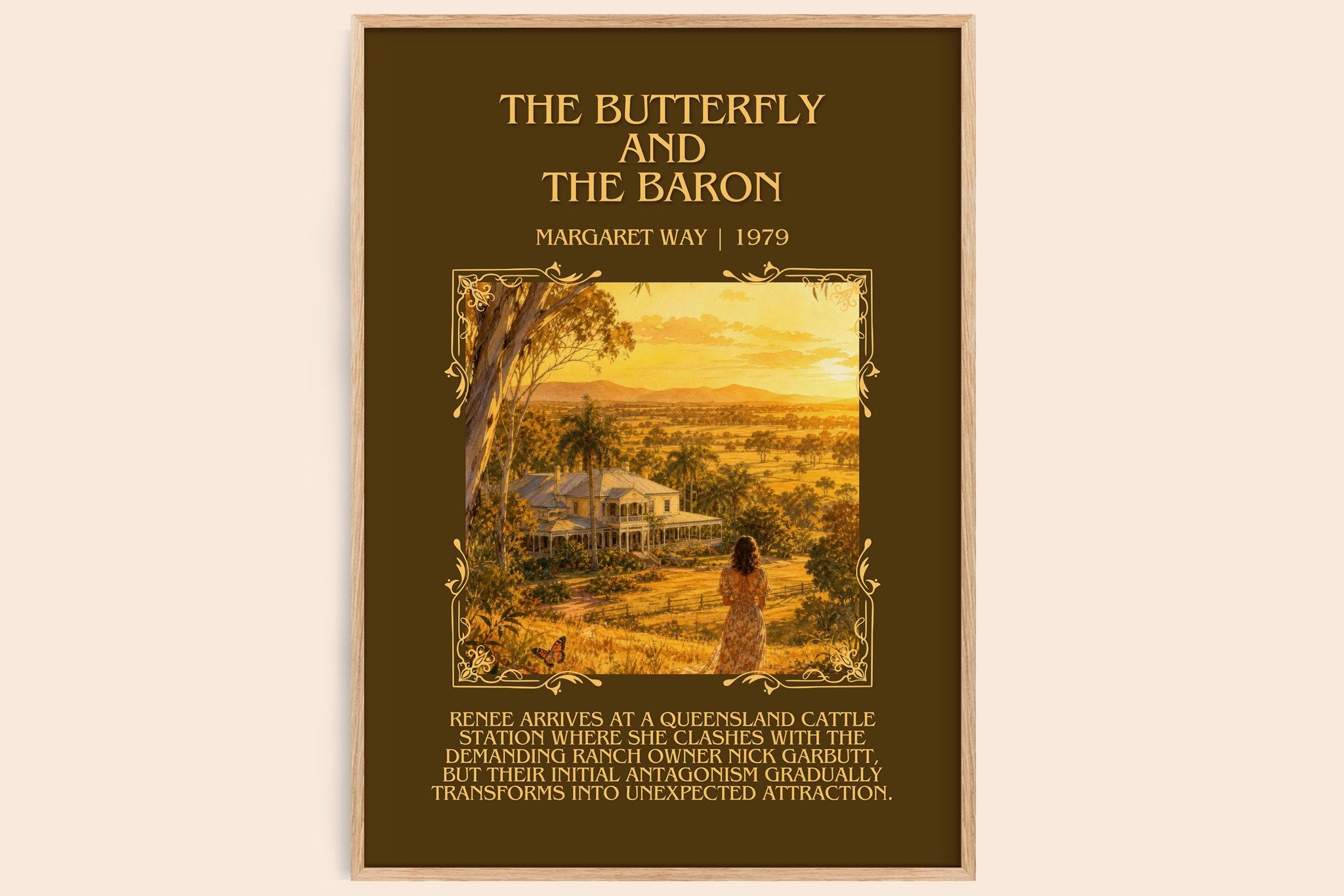 The Butterfly and the Baron Minimalist Book Poster by Margaret Way