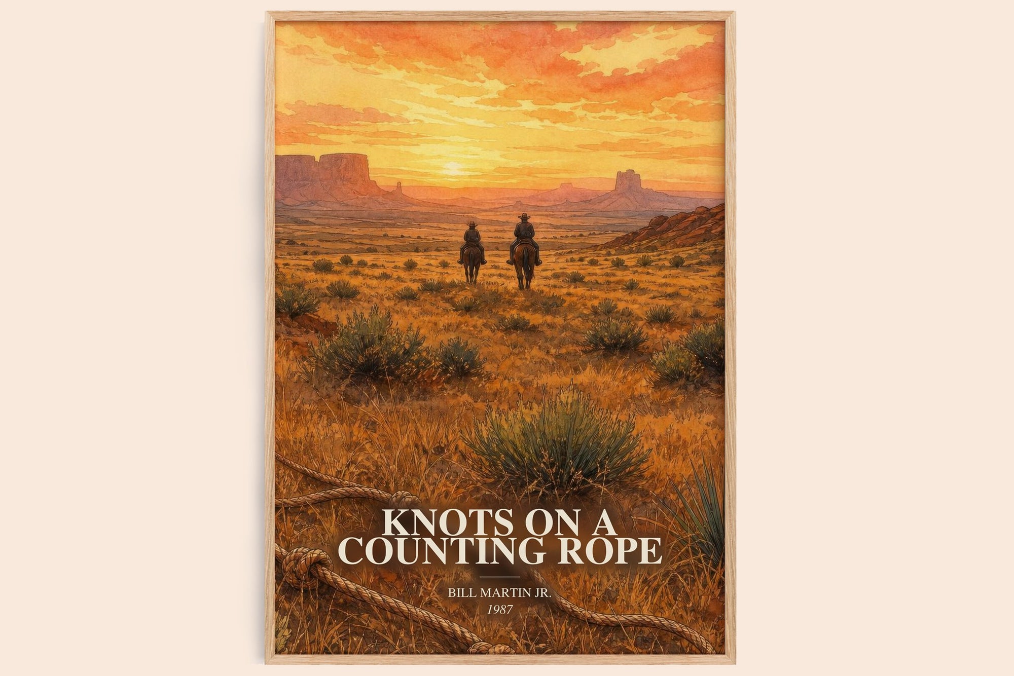 Knots On A Counting Rope watercolour book poster by Bill Martin Jr. – framed literary art print