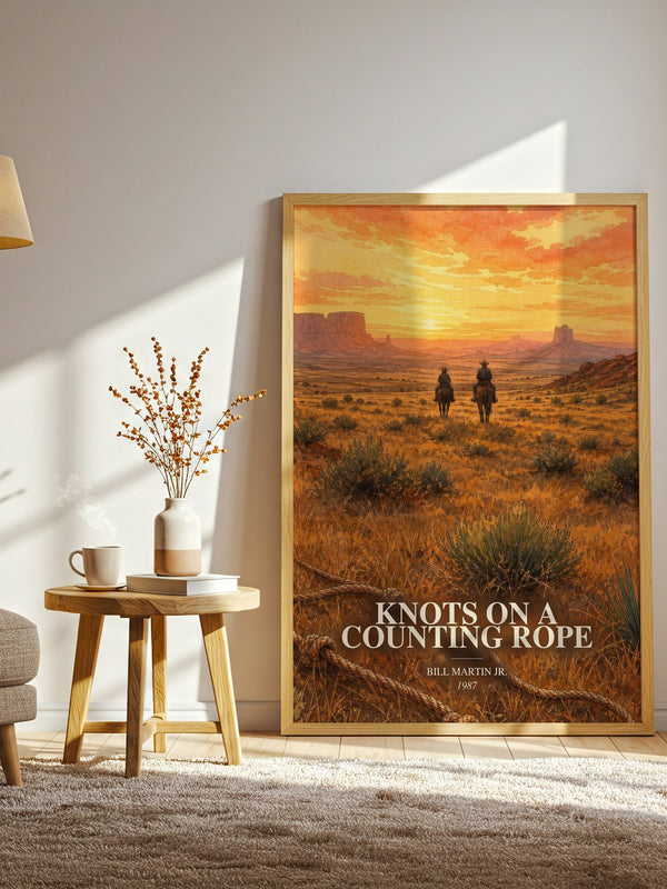 Knots On A Counting Rope watercolour print in frame leaning in hallway – childrens wall art