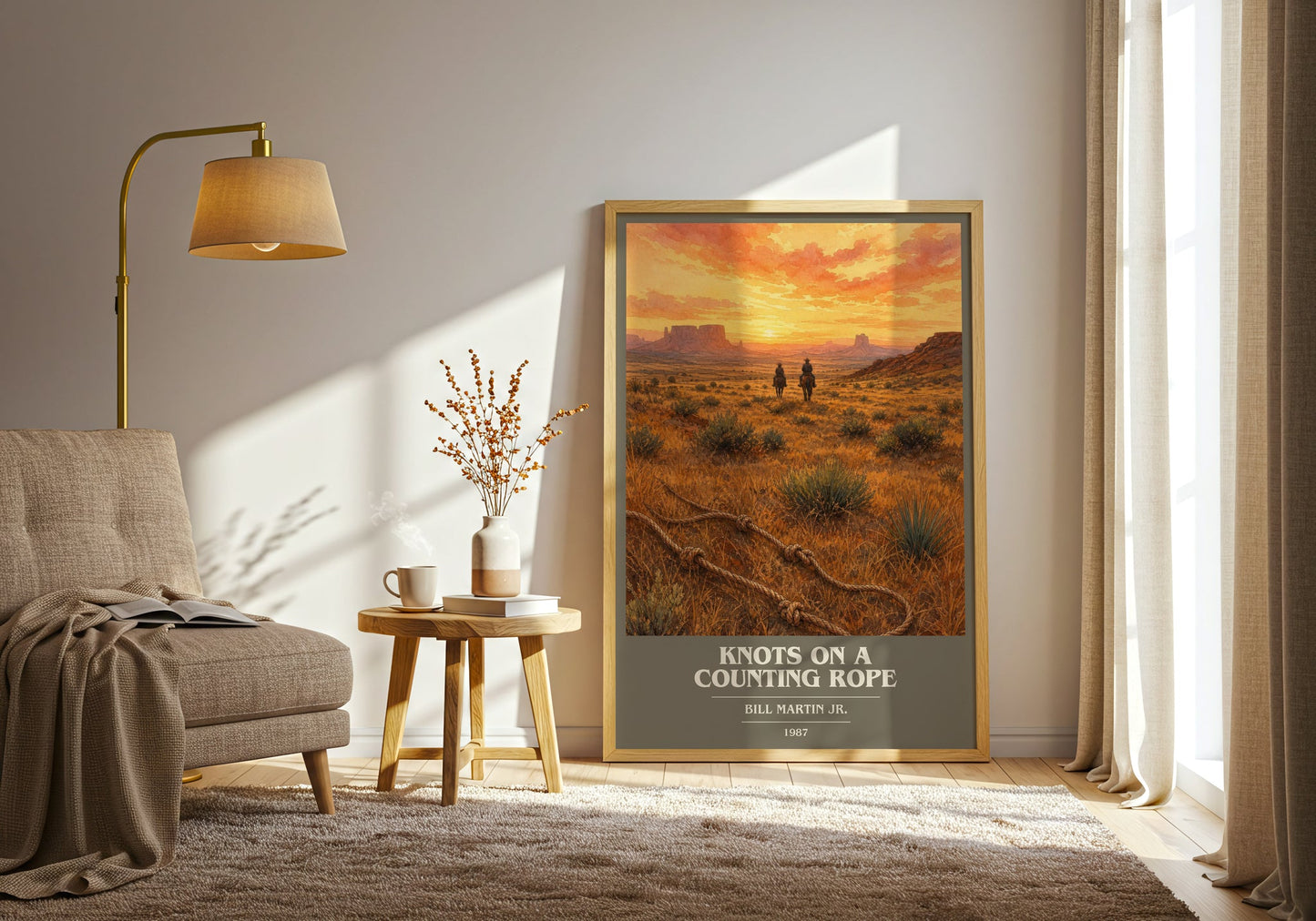 Knots On A Counting Rope book cover print on bookshelf – Bill Martin Jr. fan gift