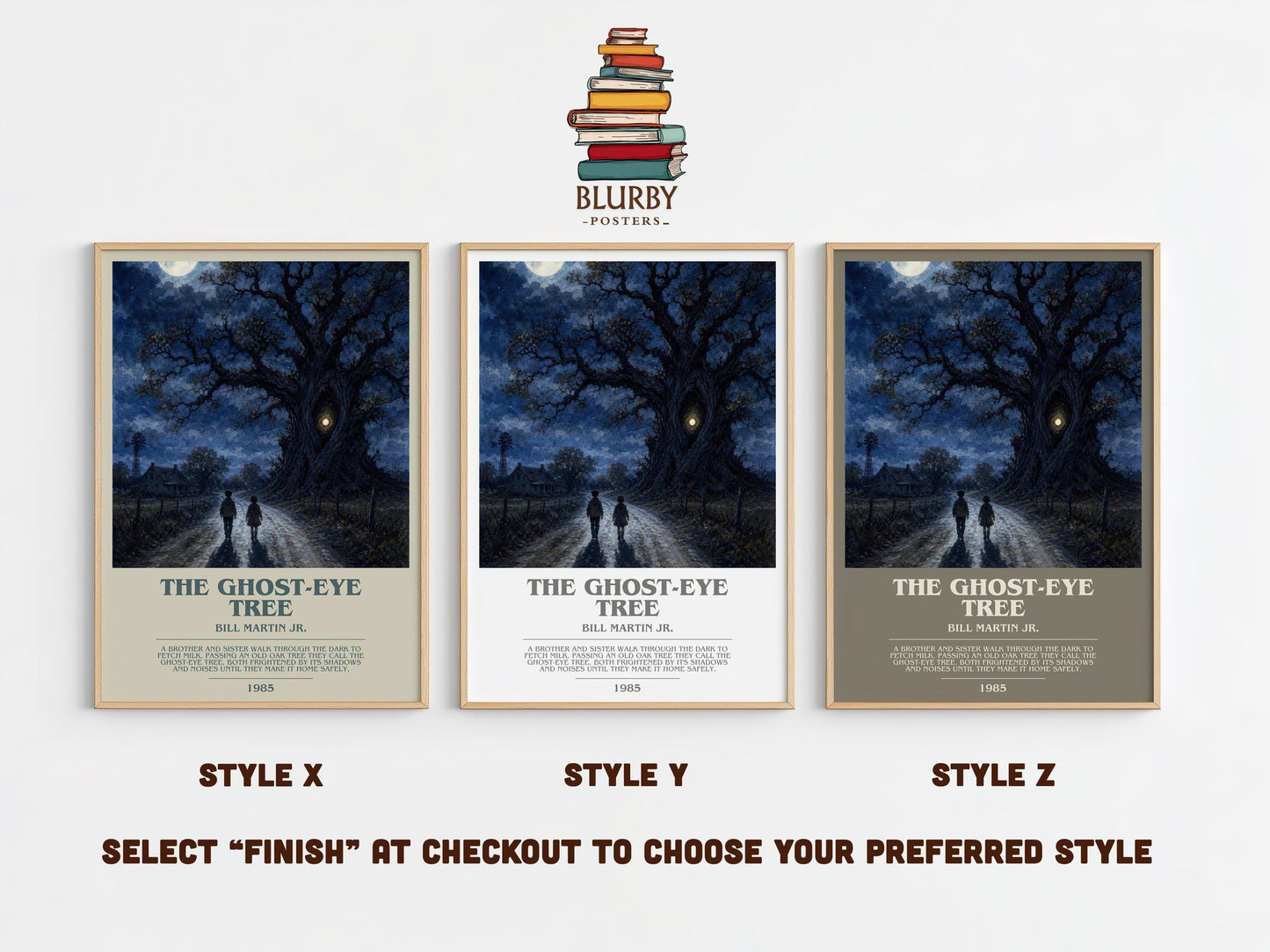 The Ghost-Eye Tree bookish print in frame leaning in hallway – childrens wall art