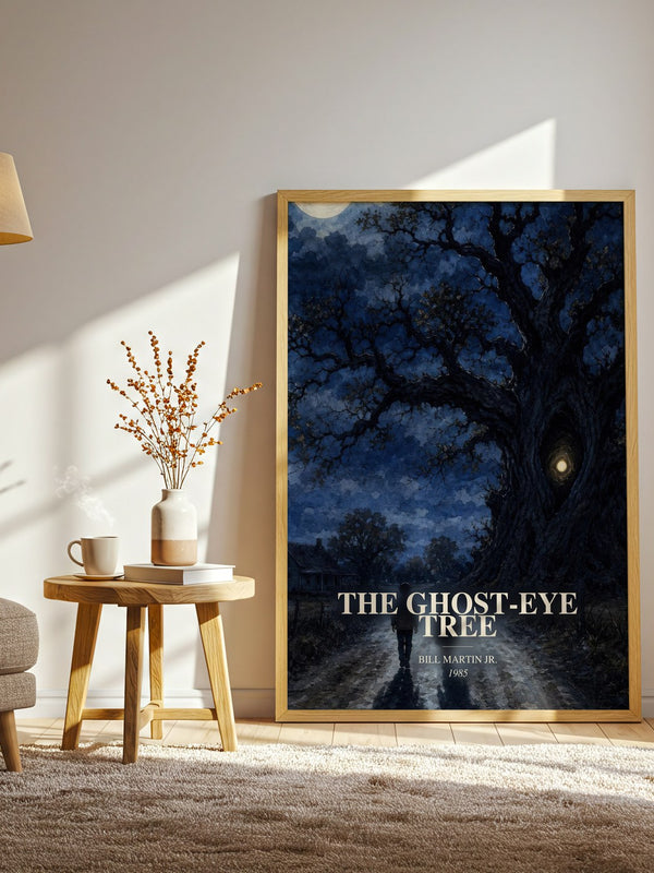 The Ghost-Eye Tree watercolour print in frame leaning in hallway – childrens wall art