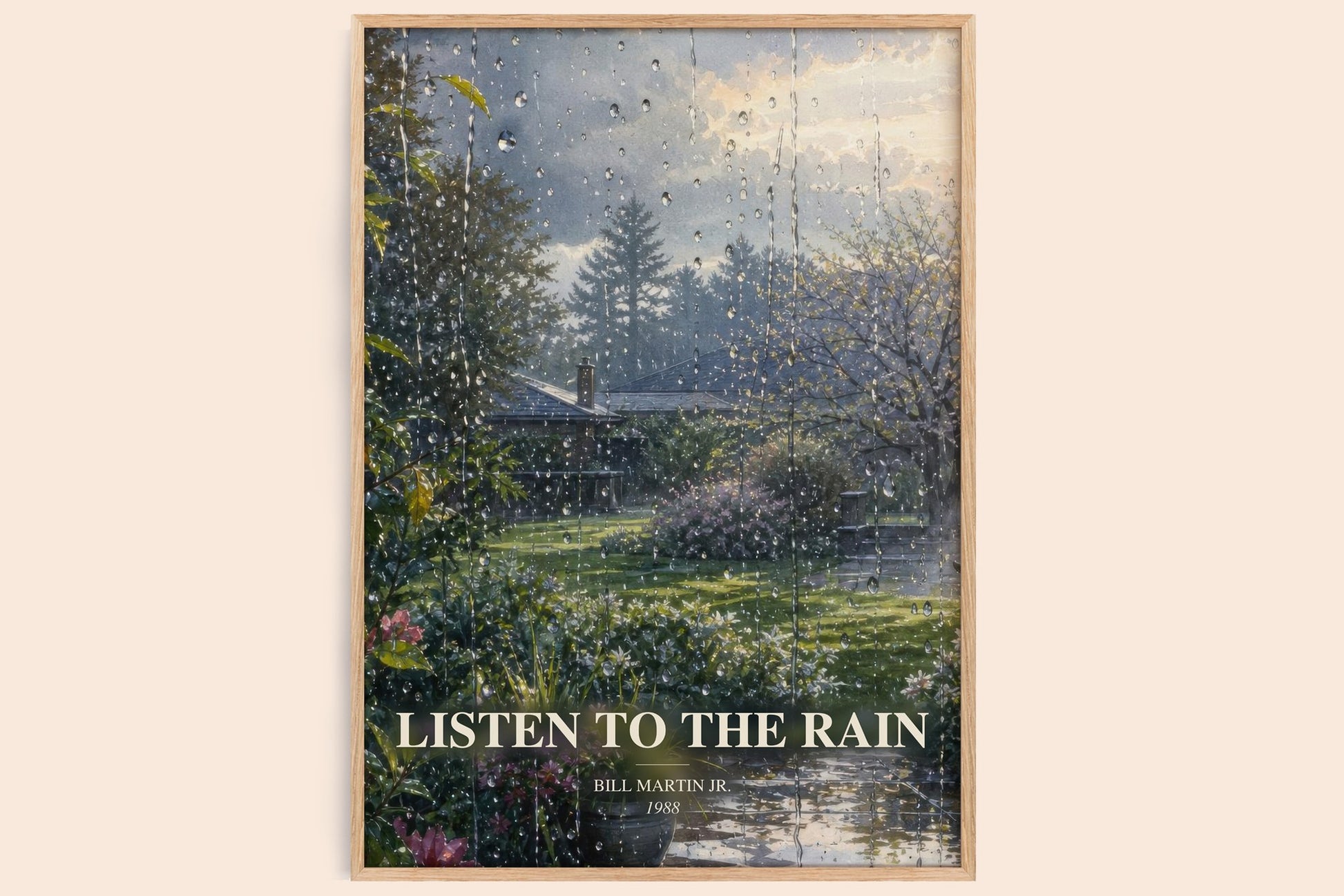 Listen To The Rain bookish book poster by Bill Martin Jr. – framed literary art print