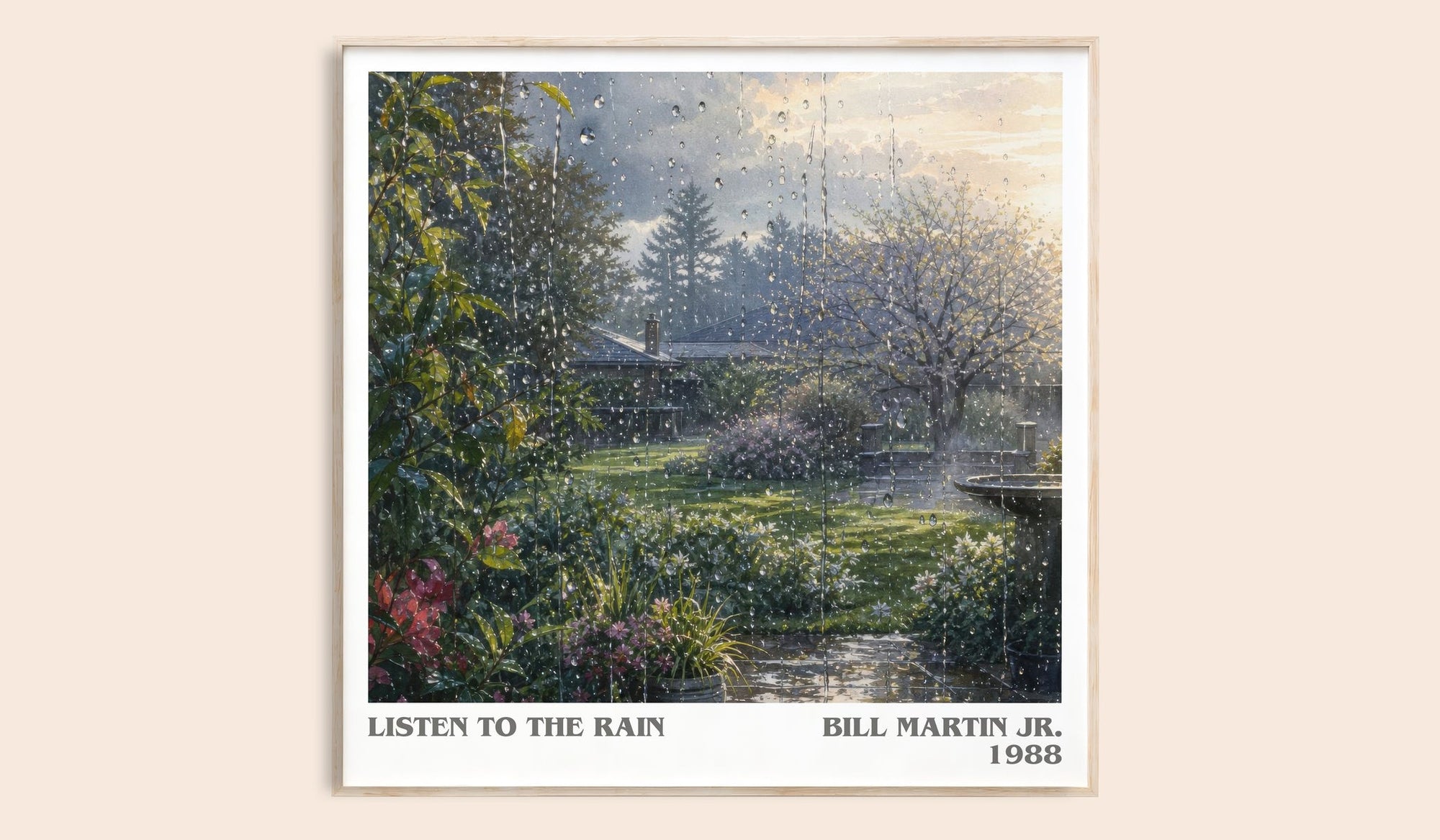 Listen To The Rain literary book poster by Bill Martin Jr. – framed literary art print