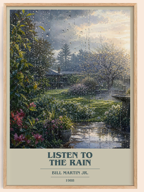 Listen To The Rain book cover book poster by Bill Martin Jr. – framed literary art print