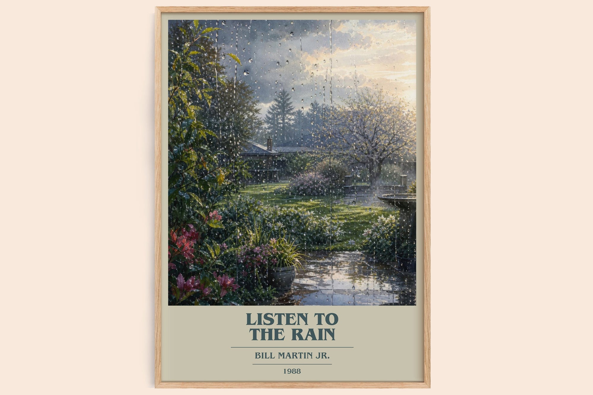 Listen To The Rain book cover book poster by Bill Martin Jr. – framed literary art print