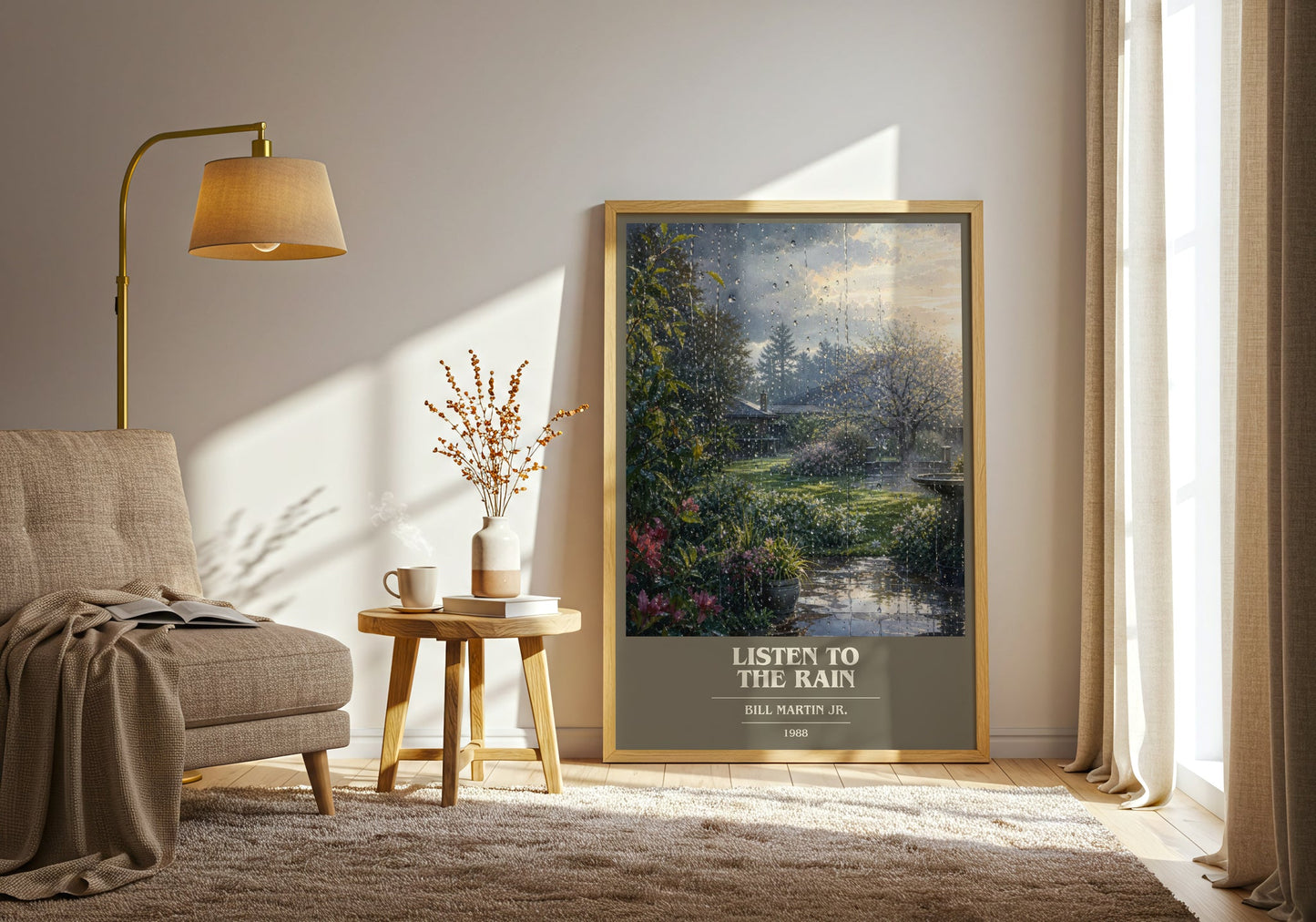Listen To The Rain book cover print on bookshelf – Bill Martin Jr. fan gift