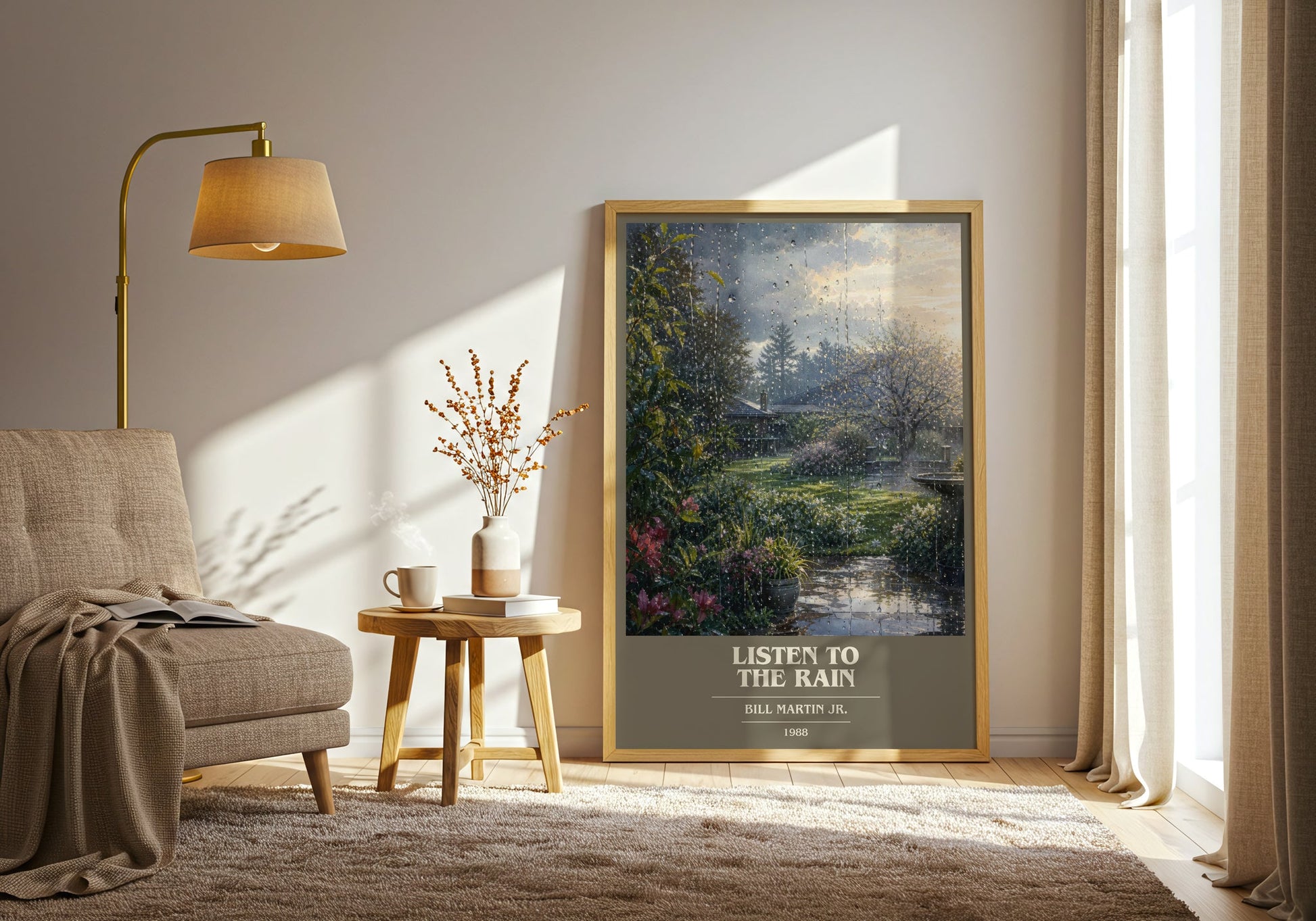 Listen To The Rain book cover print on bookshelf – Bill Martin Jr. fan gift