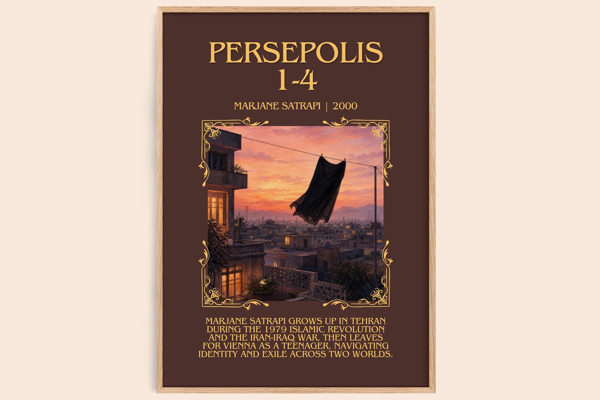 Persepolis 1-4 Minimalist Book Poster by Marjane Satrapi