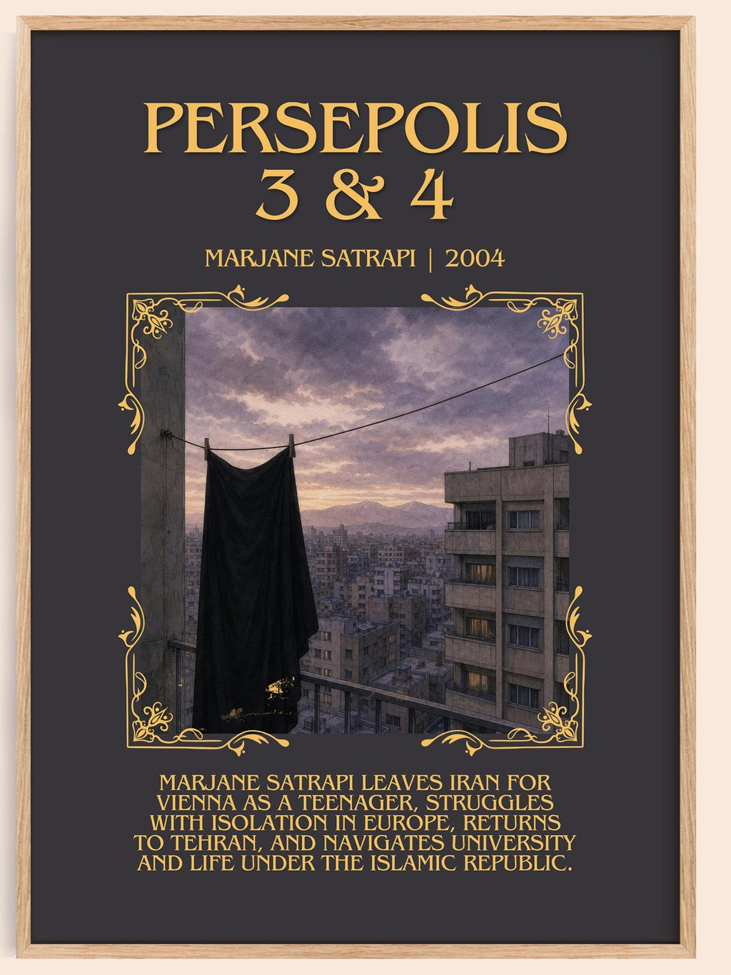 Persepolis 3 & 4 Minimalist Book Poster by Marjane Satrapi – book poster