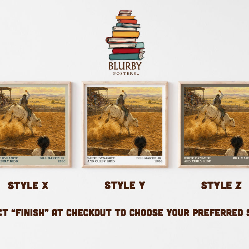 White Dynamite And Curly Kidd literary print in frame leaning in hallway – childrens wall art