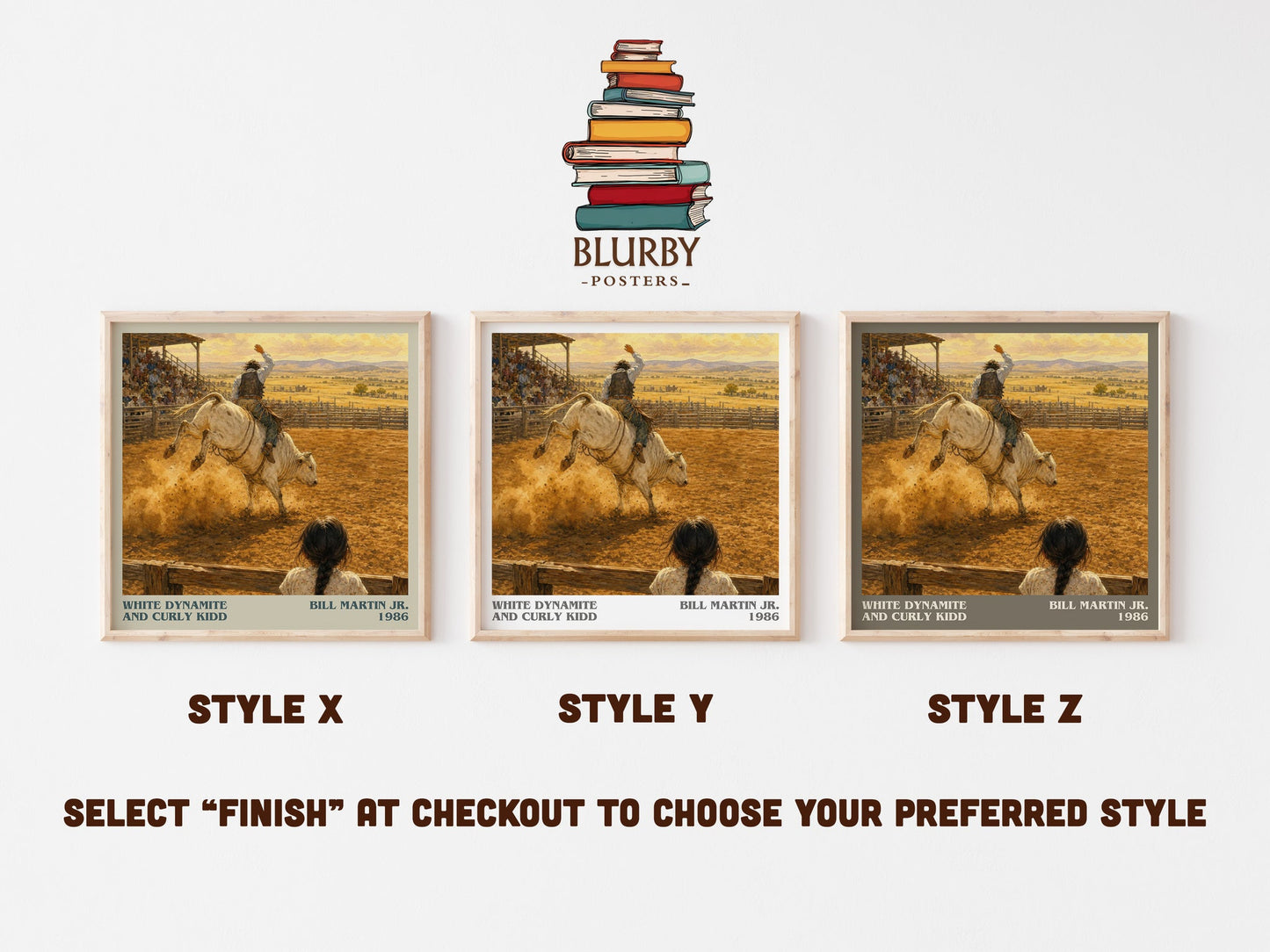 White Dynamite And Curly Kidd literary print in frame leaning in hallway – childrens wall art