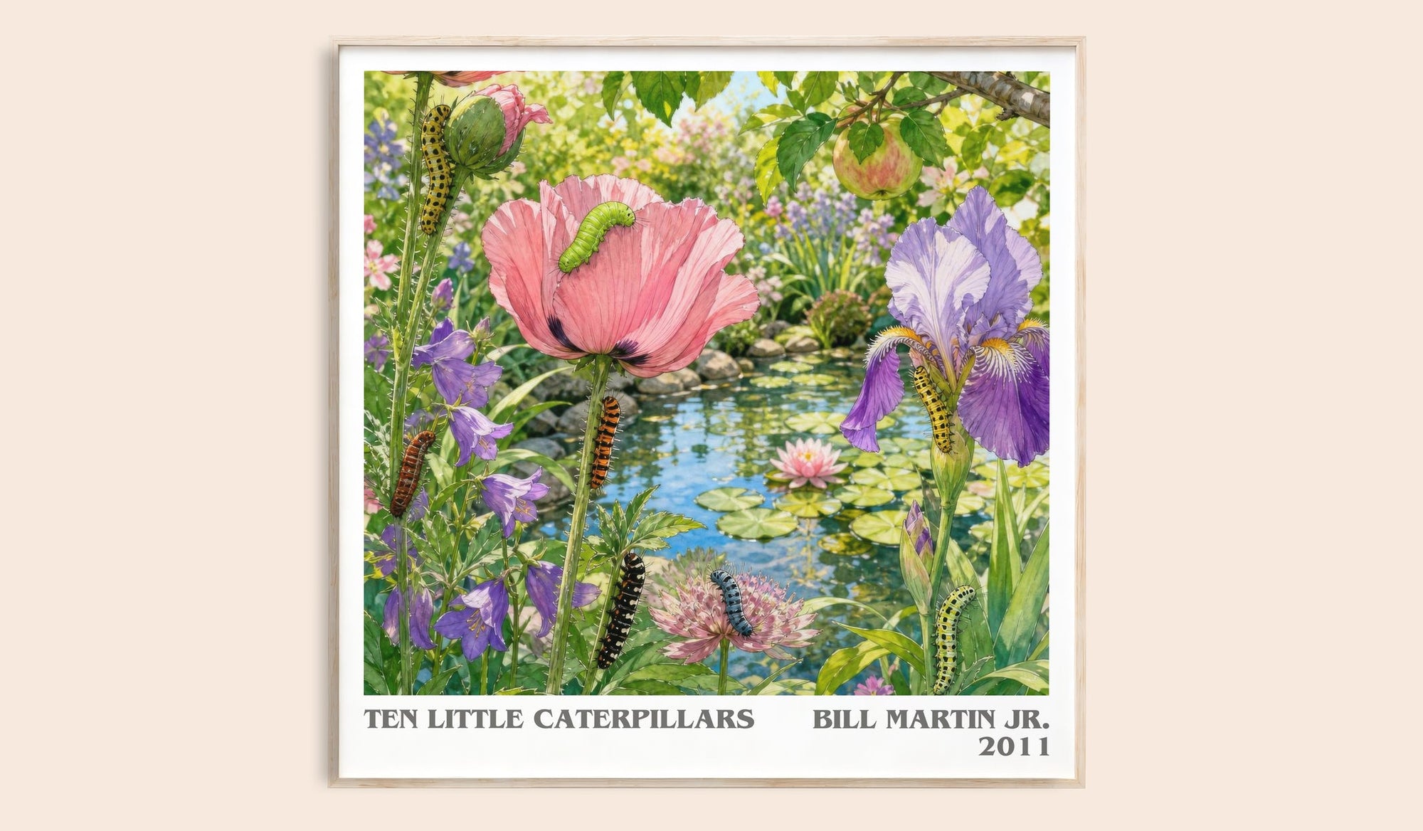 Ten Little Caterpillars literary book poster by Bill Martin Jr. – framed literary art print