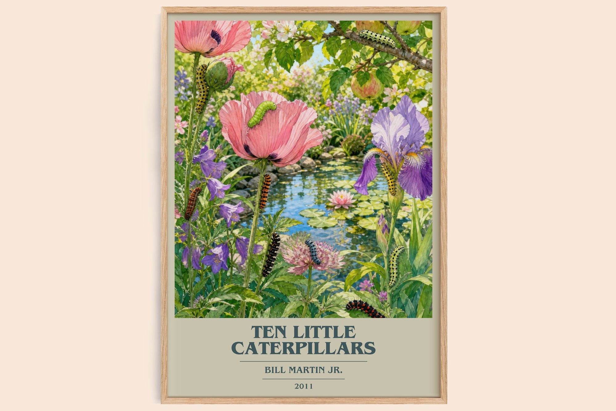 Ten Little Caterpillars book cover book poster by Bill Martin Jr. – framed literary art print