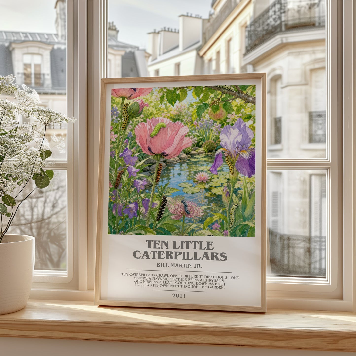 Ten Little Caterpillars bookish poster colour and style options – Bill Martin Jr. book art