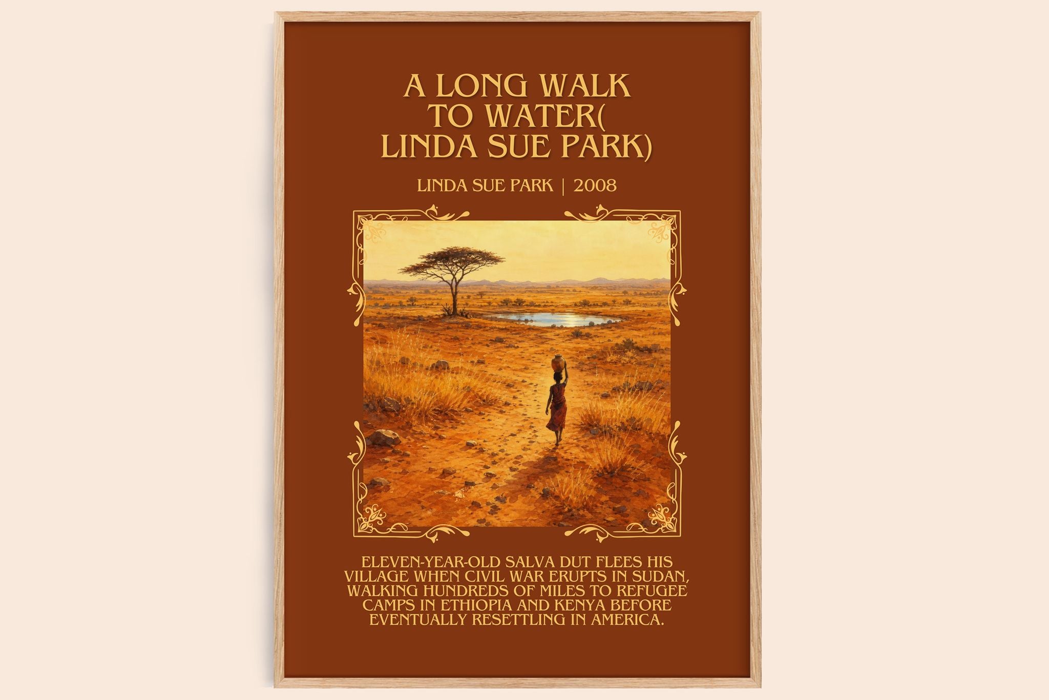 Long Walk to Water( Linda Sue Park) Minimalist Book Poster by L. Park