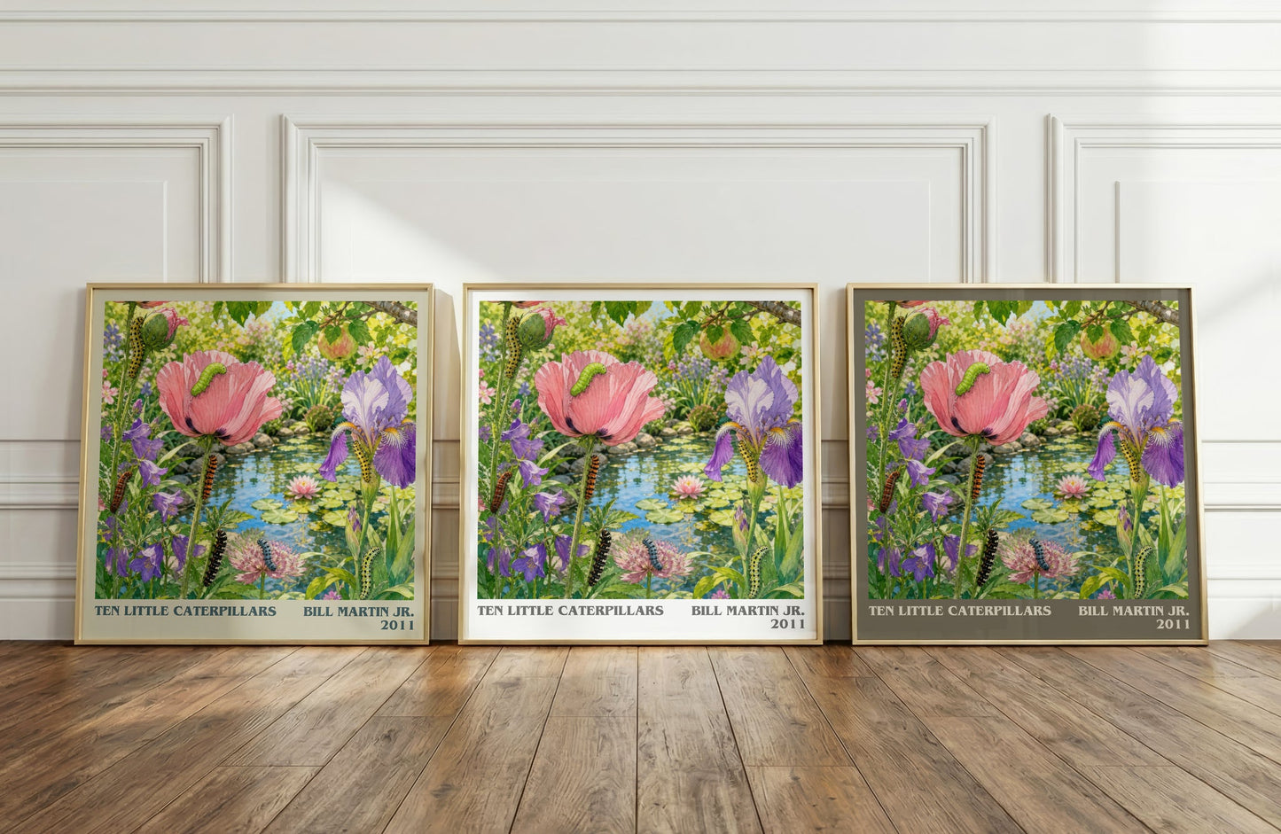Ten Little Caterpillars literary art print colour and style options – Bill Martin Jr. book art