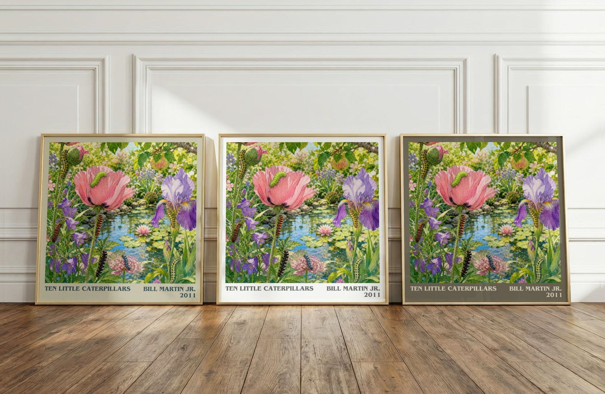 Ten Little Caterpillars literary art print colour and style options – Bill Martin Jr. book art