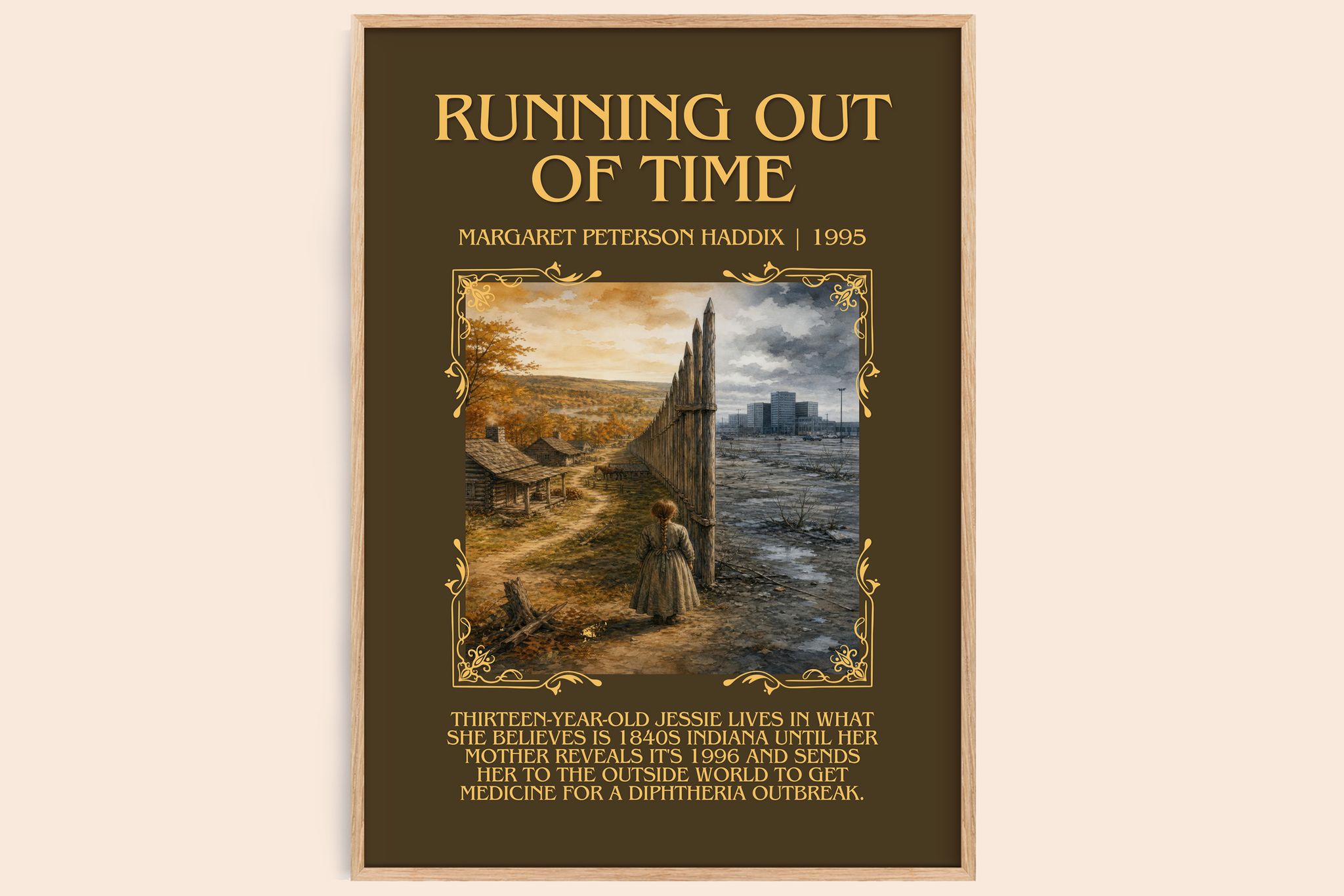 Running Out of Time Minimalist Book Poster by Margaret Peterson Haddix