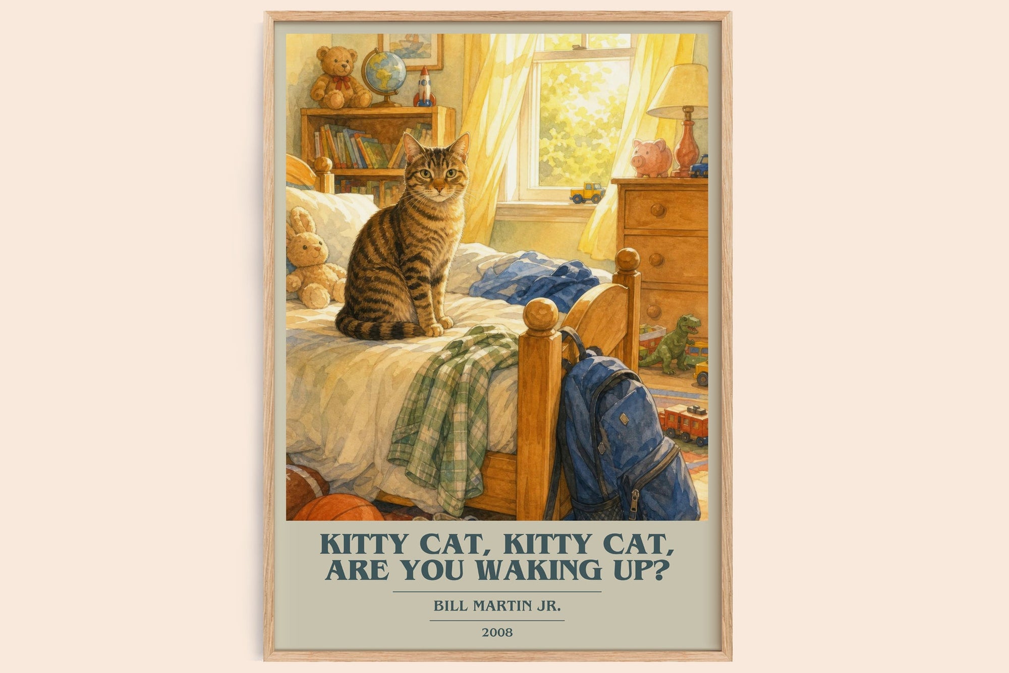 Kitty Cat, Kitty Cat, Are You Waking Up? book cover book poster by Bill Martin Jr. – framed literary art print