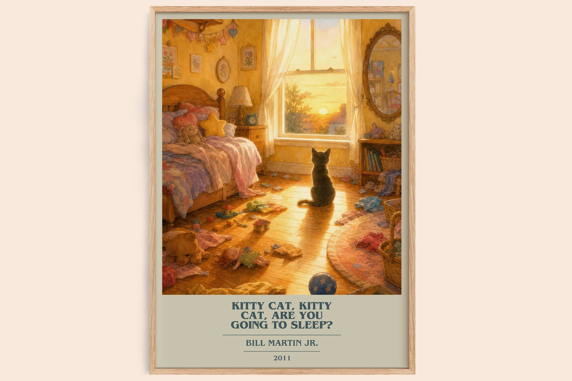Kitty Cat, Kitty Cat, Are You Going To Sleep? book cover book poster by Bill Martin Jr. – framed literary art print