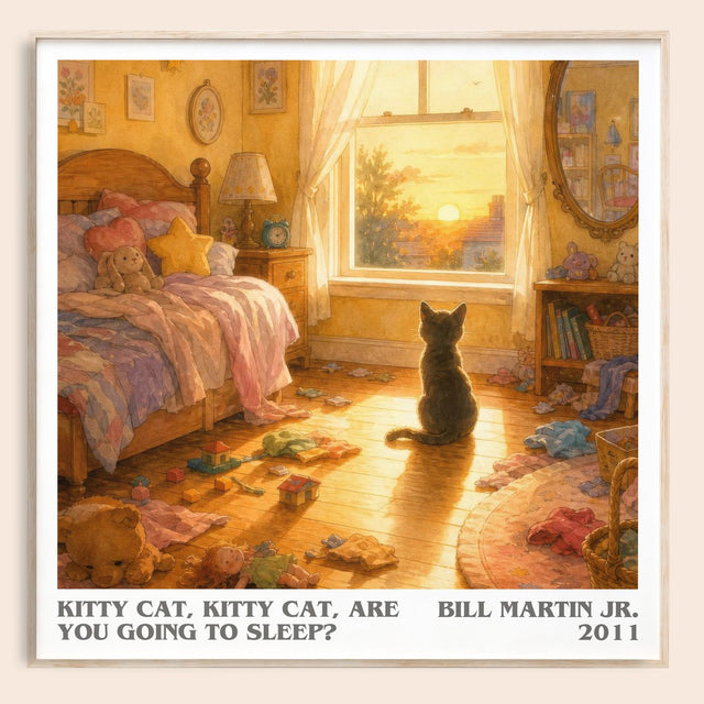 Kitty Cat, Kitty Cat, Are You Going To Sleep? Literary Art Print – B.