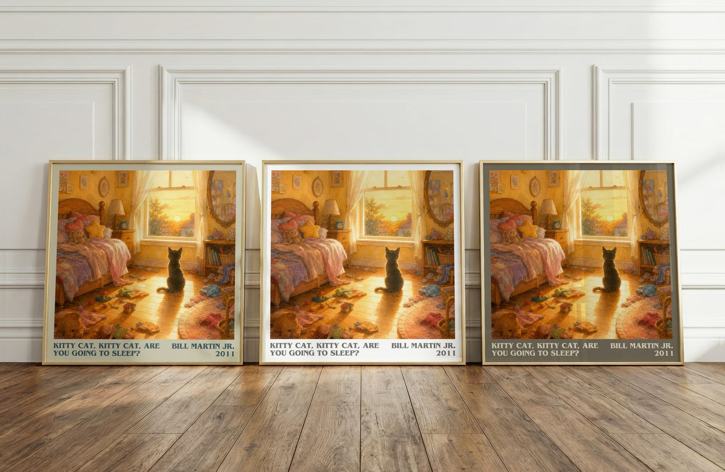 Kitty Cat, Kitty Cat, Are You Going To Sleep? literary art print colour and style options – Bill Martin Jr. book art