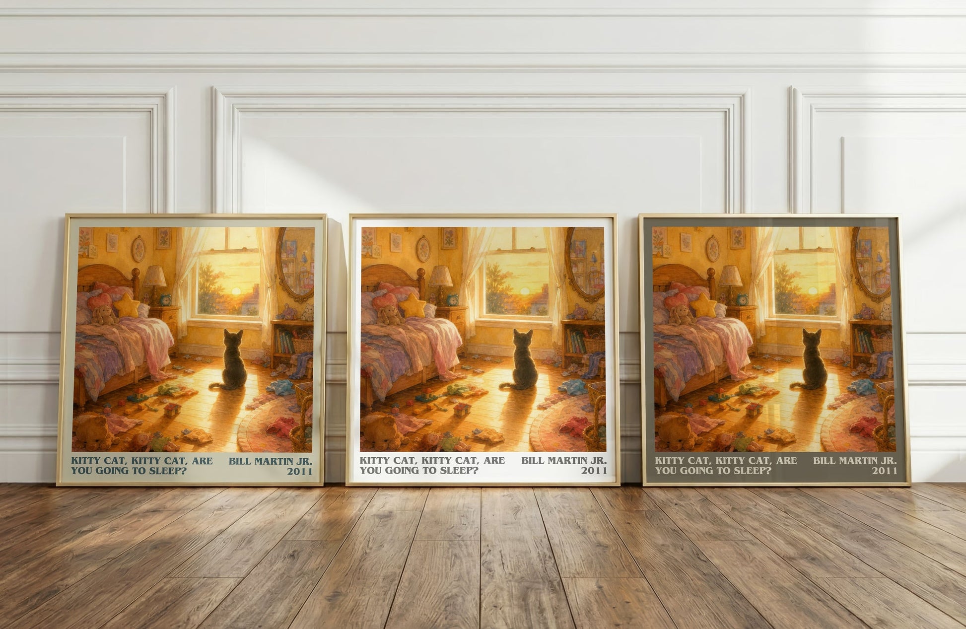 Kitty Cat, Kitty Cat, Are You Going To Sleep? literary art print colour and style options – Bill Martin Jr. book art