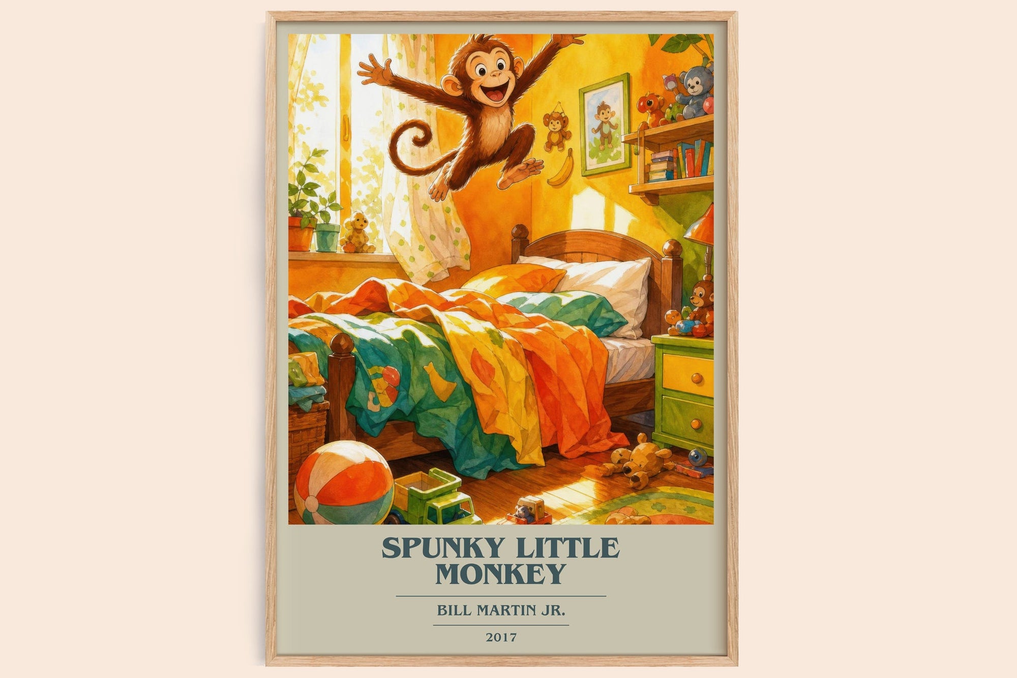 Spunky Little Monkey book cover book poster by Bill Martin Jr. – framed literary art print