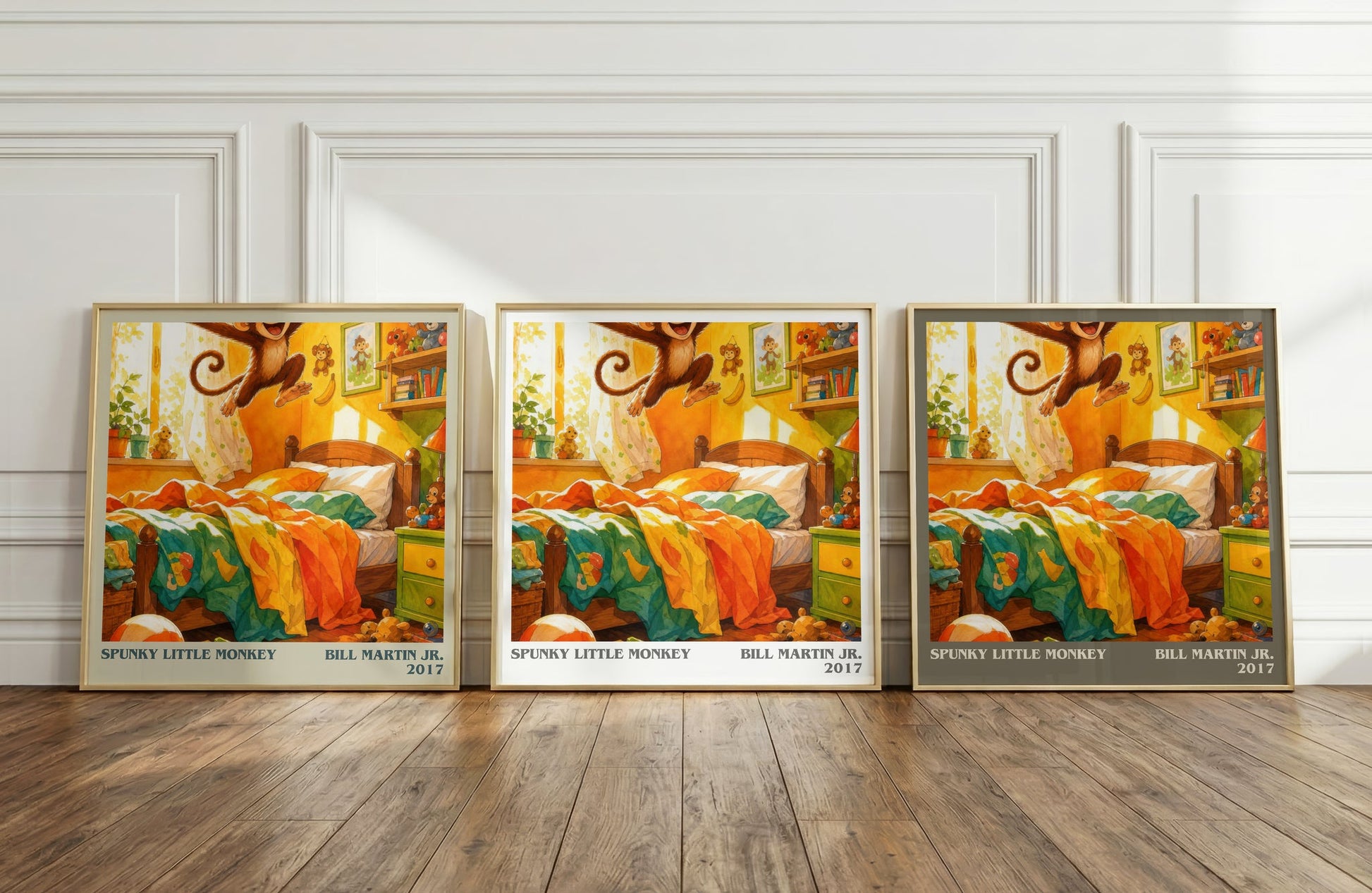 Spunky Little Monkey literary art print colour and style options – Bill Martin Jr. book art