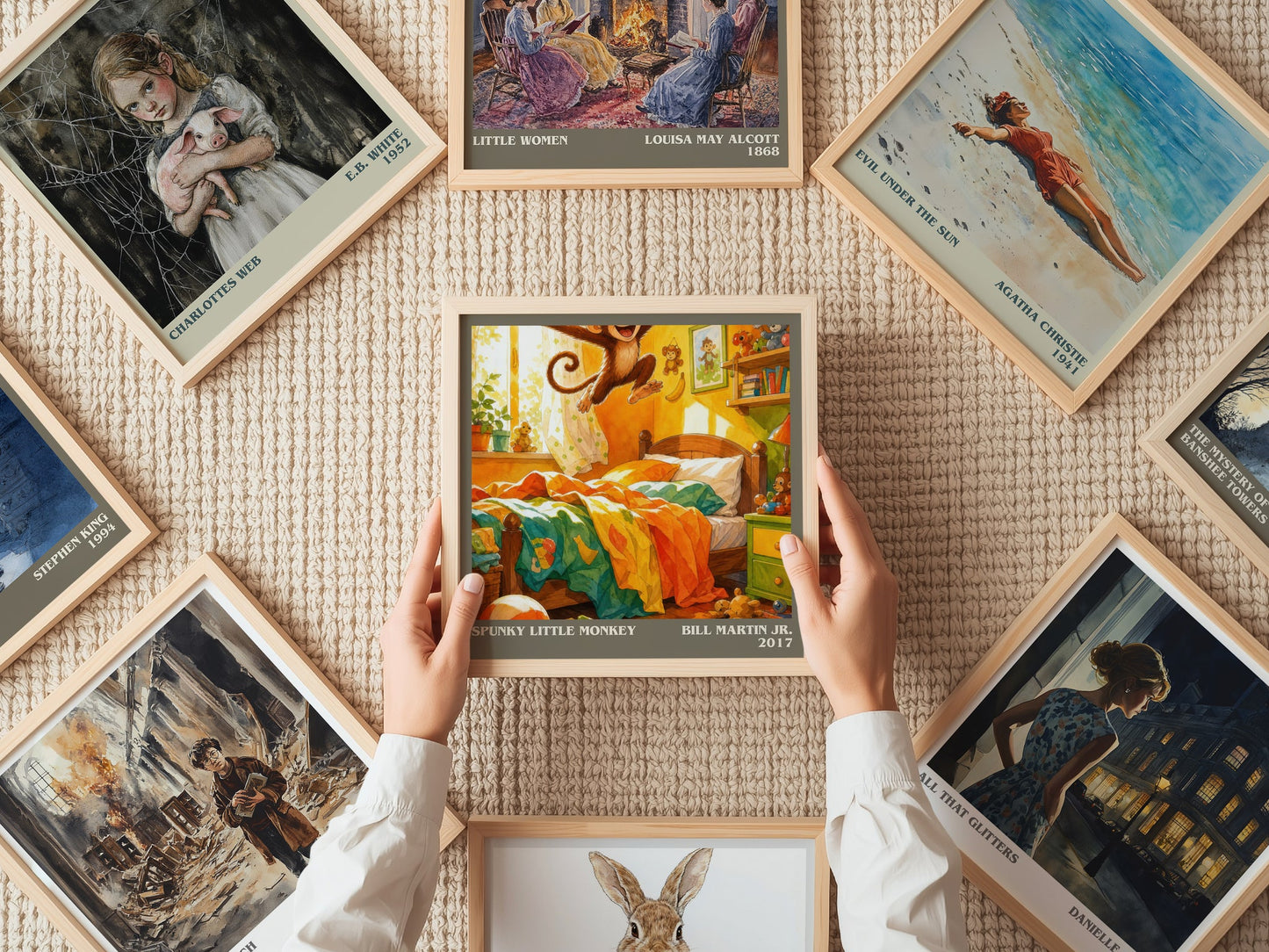 Spunky Little Monkey literary book poster framed on wall – childrens wall art