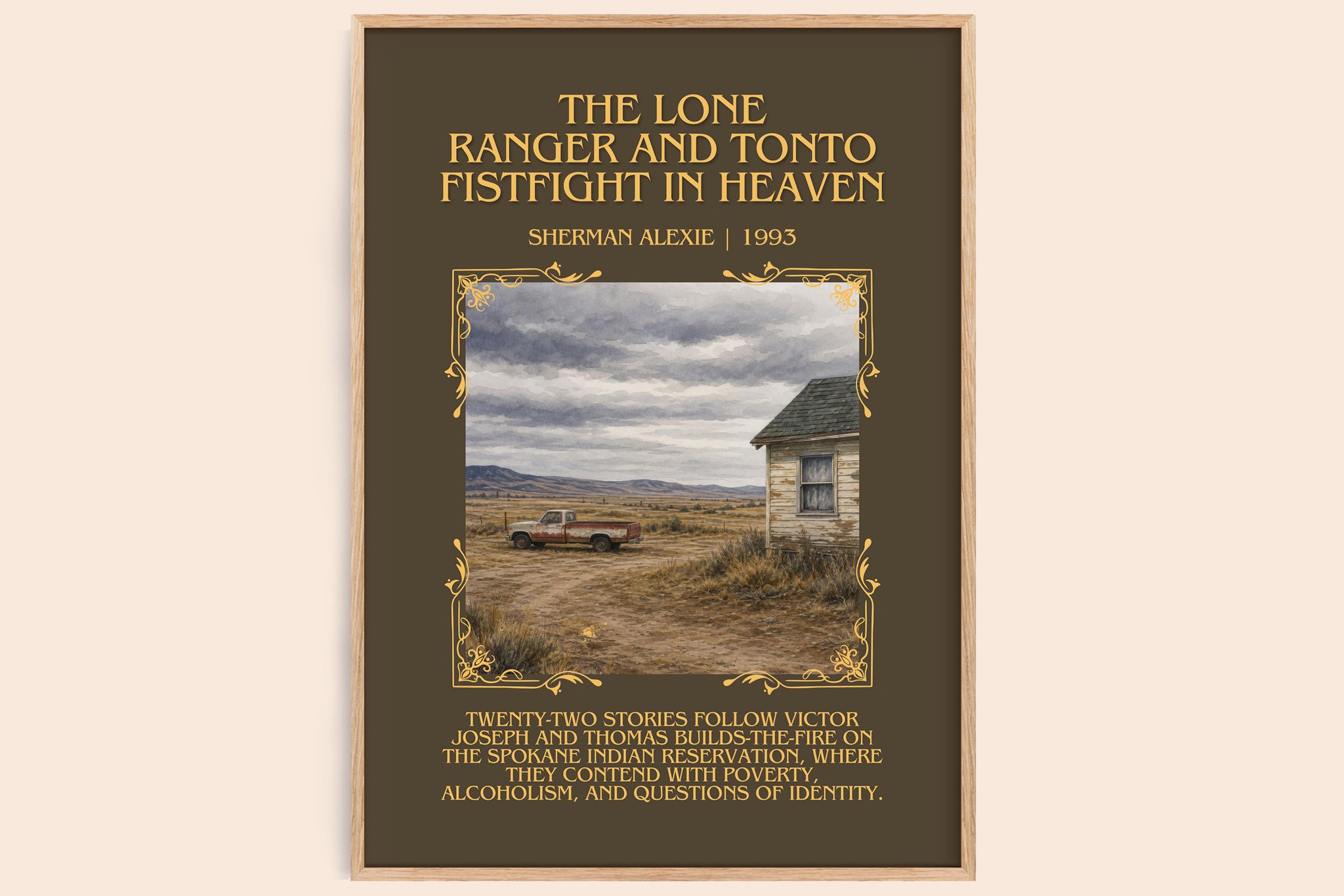 Lone Ranger and Tonto fistfight in heaven Minimalist Book Poster by Sherman Alexie