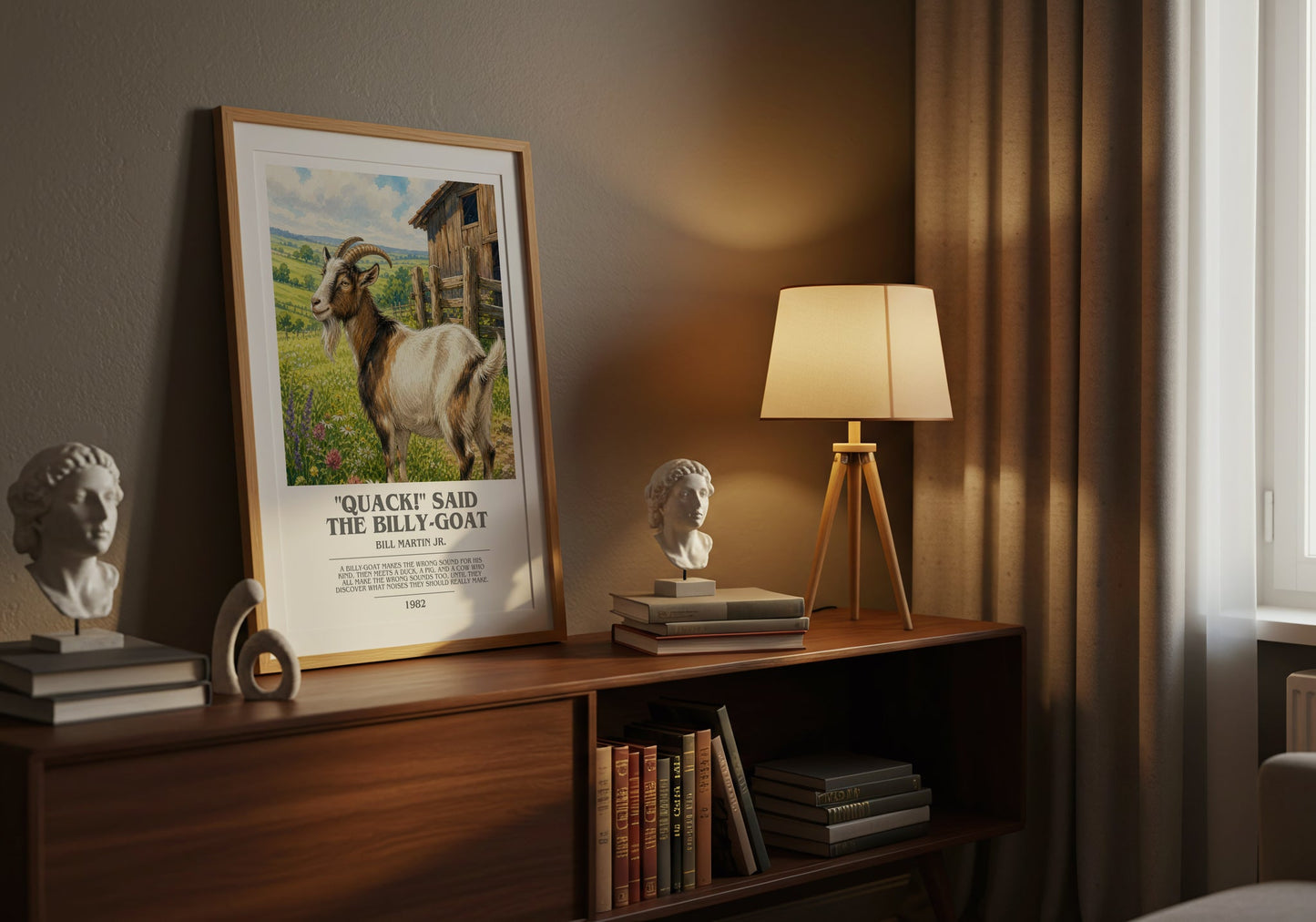 "Quack!" Said The Billy-Goat bookish book poster framed on wall – childrens wall art