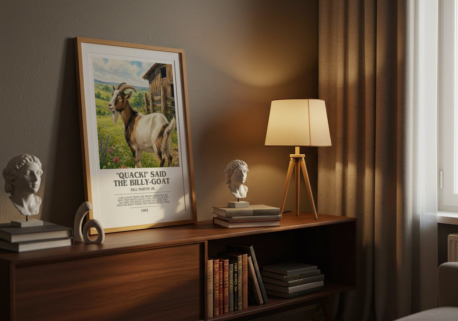"Quack!" Said The Billy-Goat bookish book poster framed on wall – childrens wall art