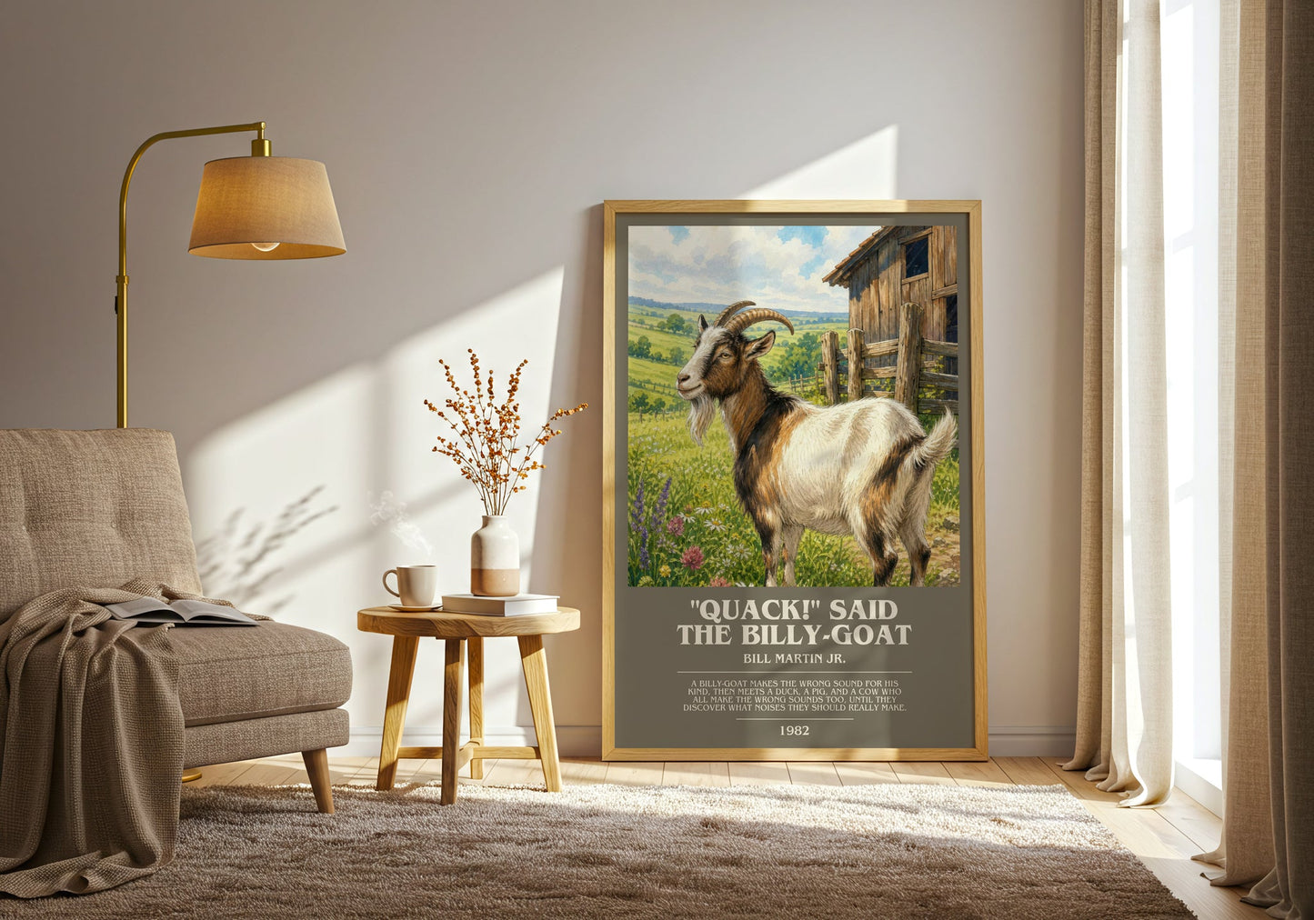 "Quack!" Said The Billy-Goat bookish print on bookshelf – Bill Martin Jr. fan gift