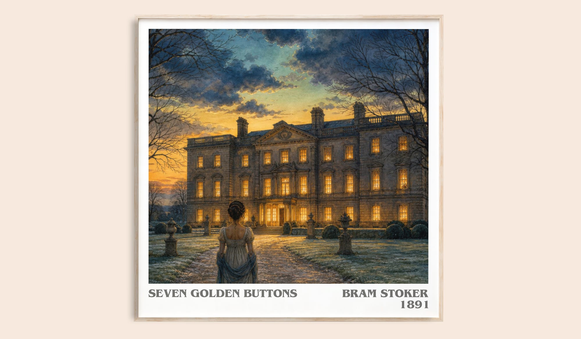 Seven Golden Buttons literary book poster by Bram Stoker – framed literary art print