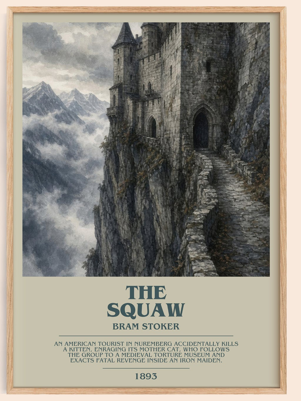 The Squaw bookish book poster by Bram Stoker – framed literary art print