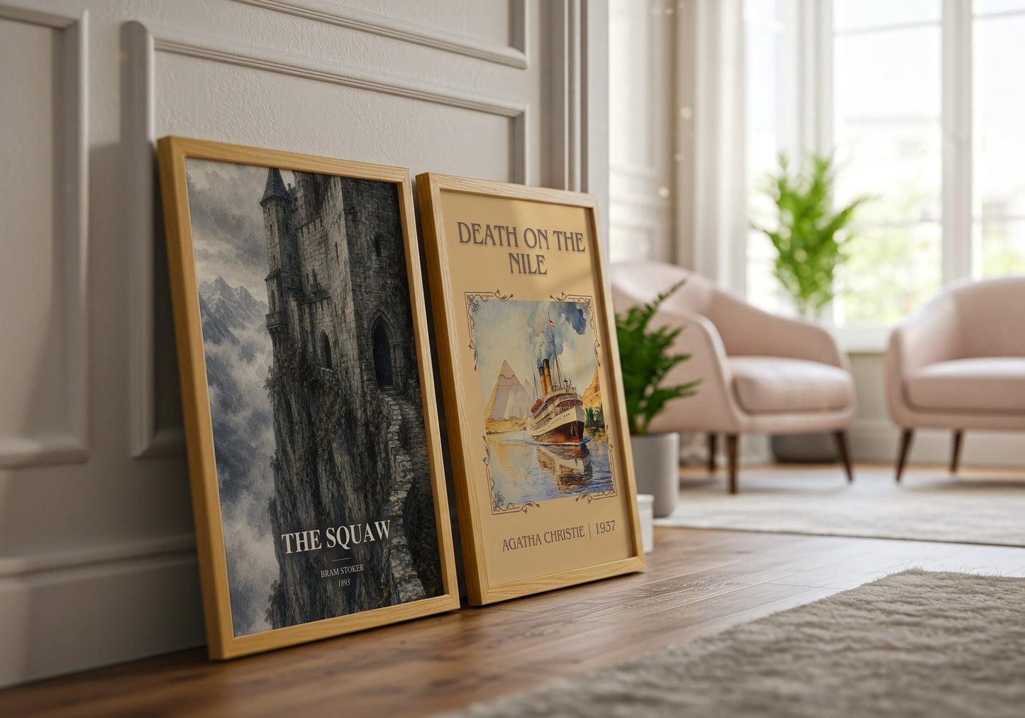 The Squaw watercolour print framed by window – literary home decor