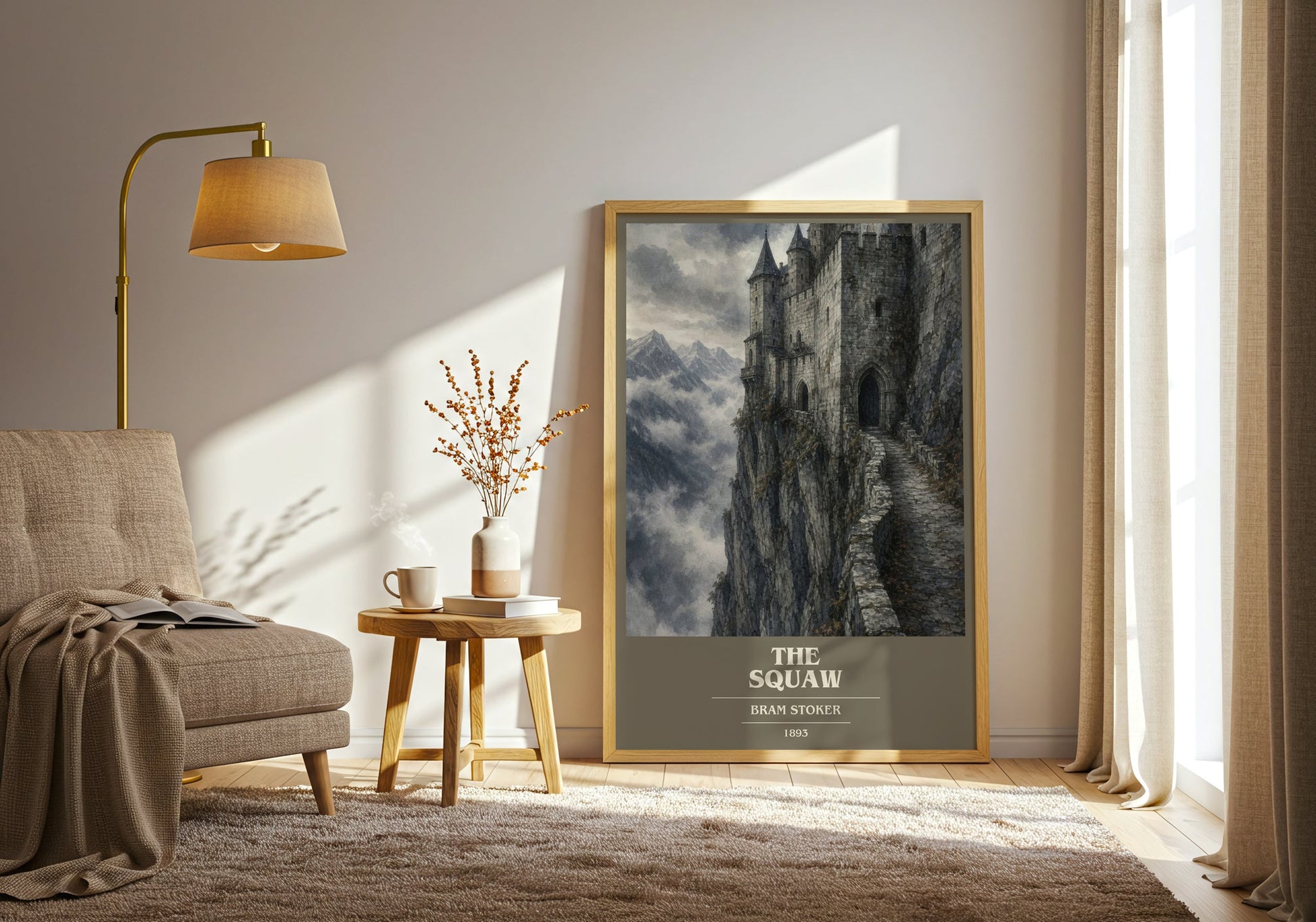 The Squaw book cover print on bookshelf – Bram Stoker fan gift