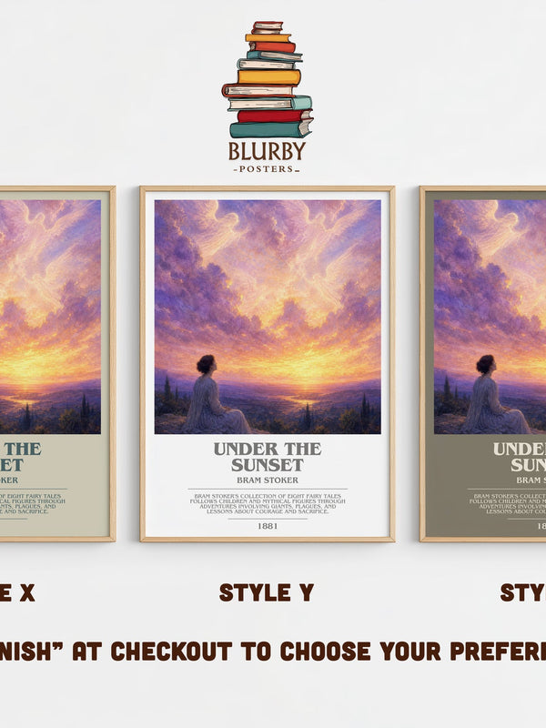Under The Sunset bookish print in frame leaning in hallway – childrens wall art