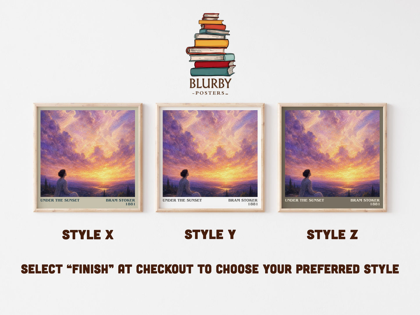 Under The Sunset literary print in frame leaning in hallway – childrens wall art