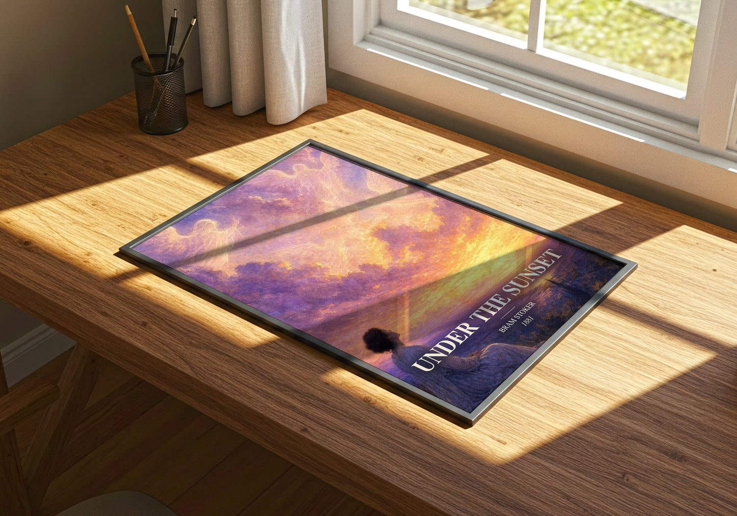 Under The Sunset watercolour book poster framed on wall – childrens wall art